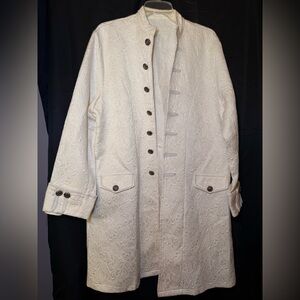 White Jacquard Mens MEDIUM Open Tail Coat Steampunk 18th Century Military Frock